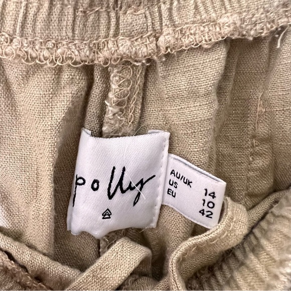 Oh Polly Linen Blend Tan Shorts - Picture 3 of 3